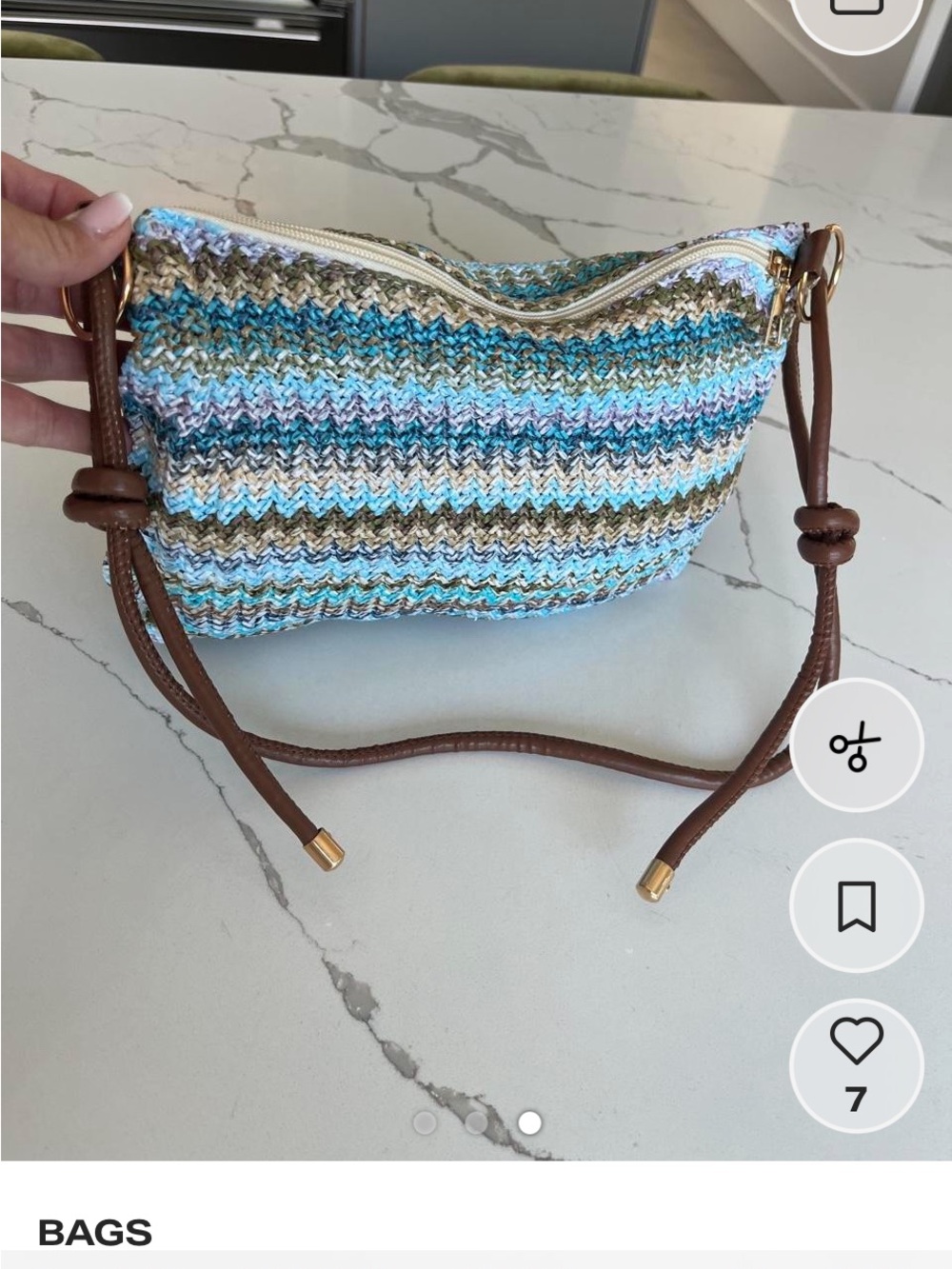 Miu Multicolor Woven Zip Pouch adjustable strap - Picture 3 of 3